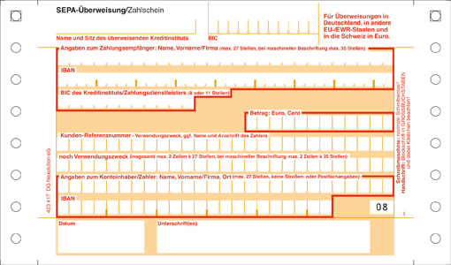 SEPA Überweisung/Zahlschein SEPA Überweisung