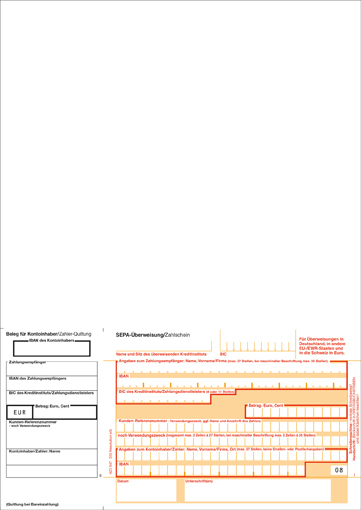 SEPA Überweisung/Zahlschein SEPA Überweisung/Zahlschein