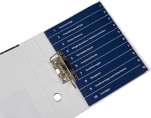 Dokumenten Ordner Weiß Blau Register Deckblatt