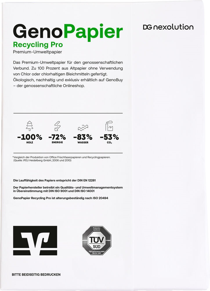 Kopierpapier GenoPapier Recycling Pro Rückseite GenoPapier