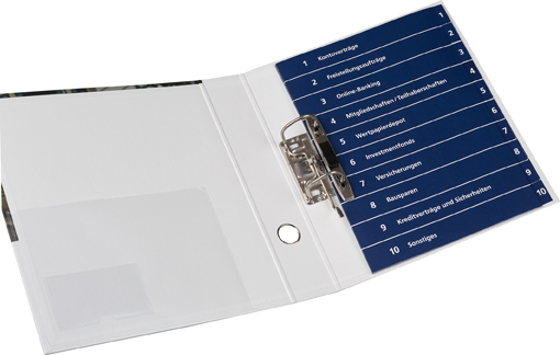 Dokumenten Ordner Weiß Blau Register Deckblatt