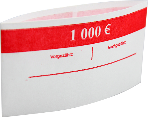 Geldscheinbanderole 100 x 10 EUR Geldscheinbanderole rot