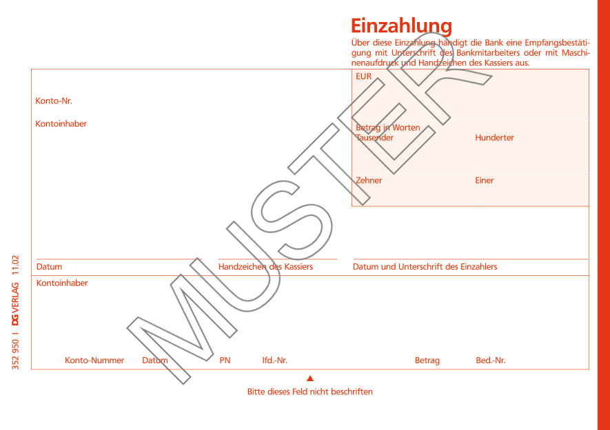 roter Text Einzahlung