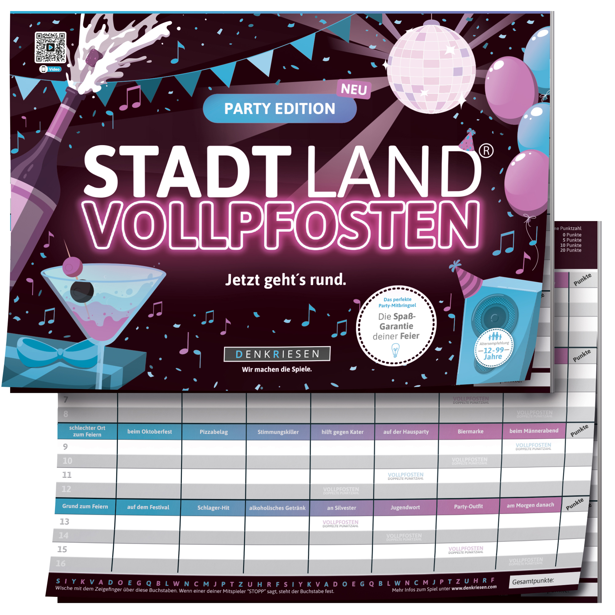 Vorderseite und Innenseite Stadt Land Vollpfosten