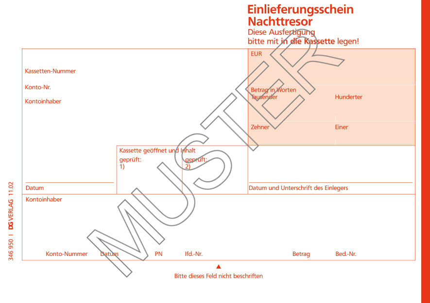 Einlieferungsschein rote schrift