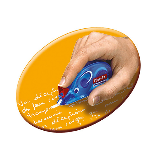 Tipp-Ex Korrekturroller Pocket Mouse Korrekturbeispiel mit der Tipp-Ex Pocket Mouse