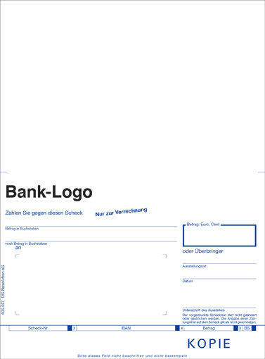 Zahlschein mit Bank-Logo