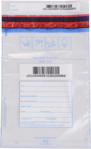 Münzgeldtasche Premium Münzgeldtasche, Barcode, Feld zum ausfüllen