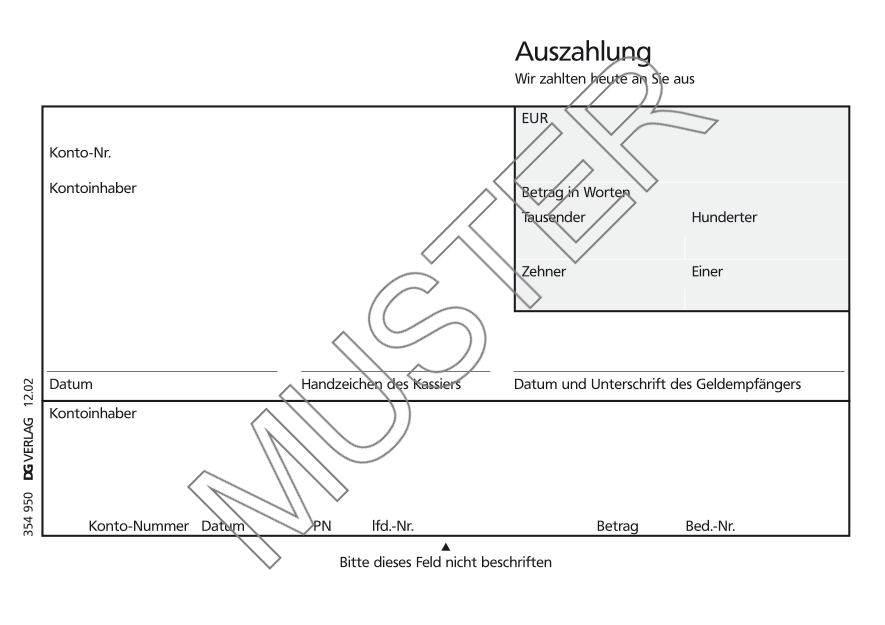 Auszahlung ohne Durchschlag