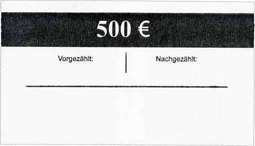 Geldscheinbanderole 100 x 5 EUR Geldscheinbanderole Frontansicht