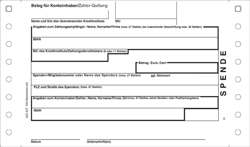 Beleg für Kontoinhaber