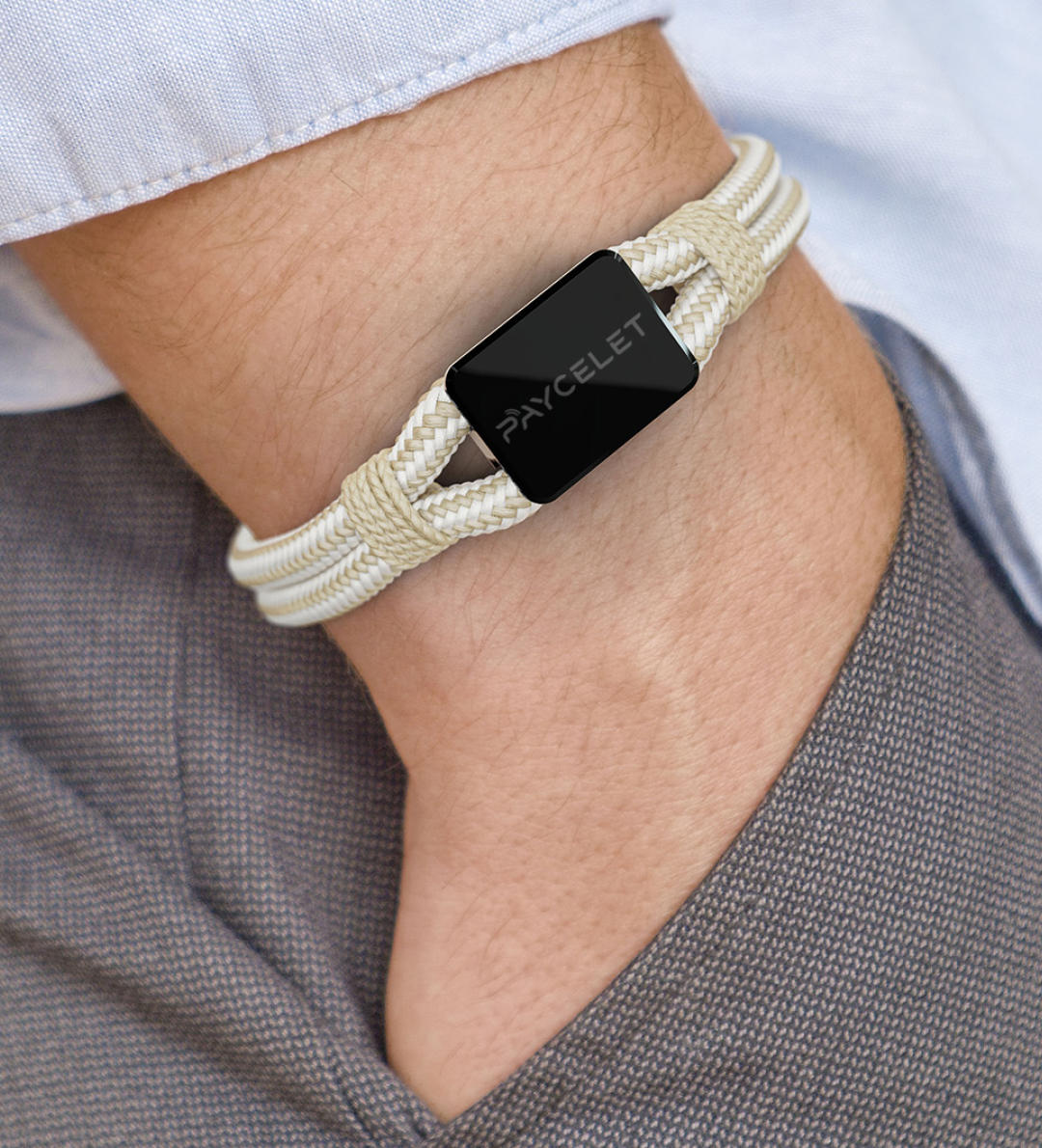 Payment Armband PAYCELET ONE Sail Rope Set Onyx Black - beige weiss
