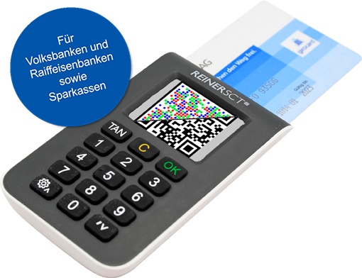 Smart-TAN Gerät mit QR-Code in schwarz