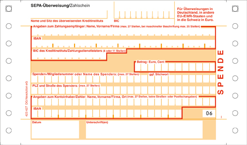 SEPA Überweisung/Zahlschein SEPA Überweisung/Zahlschein
