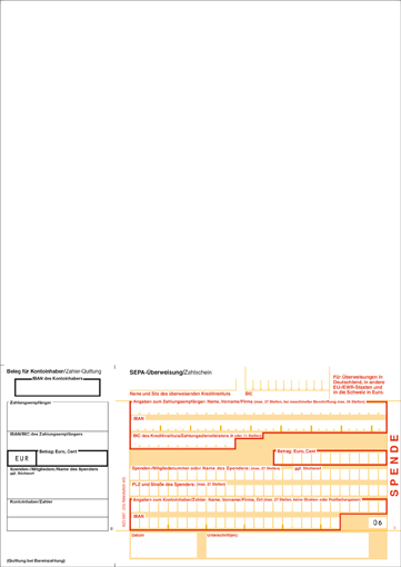SEPA Überweisung/Zahlscheine SEPA Überweisung/Zahlschein