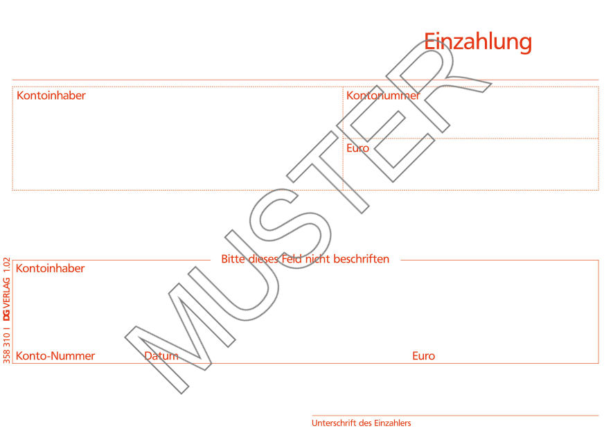 Einzahlung rote Schrift