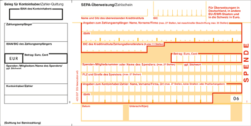 SEPA Überweisung/Zahlschein SEPA Überweisung/Zahlschein