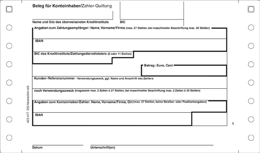 Beleg für Kontoinhaber Beleg für Kontoinhaber