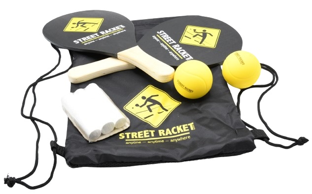 ausgepackt sicht von leicht oben Street Racket Set